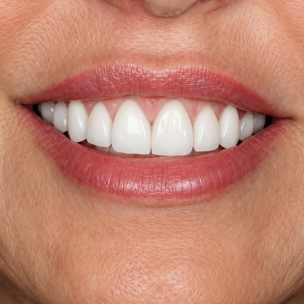 Close-up of the same patient’s smile after porcelain veneers at Detroit Dentist