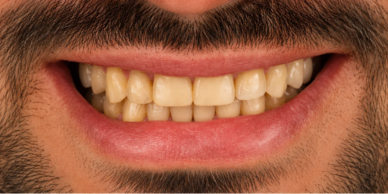 Before full-mouth restoration at OC Premier Dentistry in Laguna Hills, CA